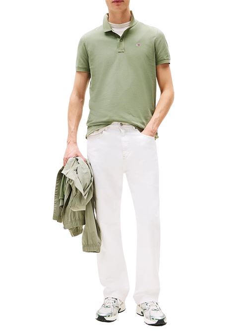 Polo uomo verde militare in cotone Tommy Jeans | DM0DM20676MR6